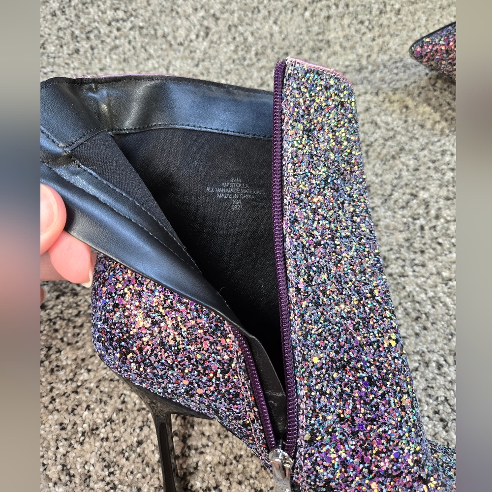 Marc Fisher Stolla Size 8.5 Purple Glitter Booties Womens EUC - Picture 13 of 13